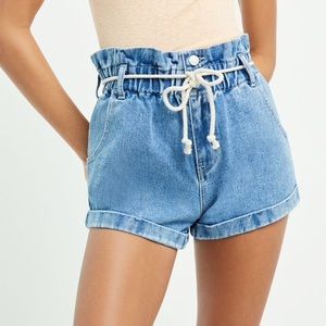 PacSun Lauren Blue Paperbag denim mom shorts